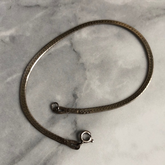 Sterling silver flat herringbone bracelet - Picture 1 of 4